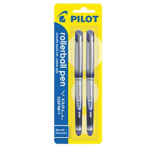 Pilot Fine V Ball Grip Rollerball Pens Blue 2 Pack