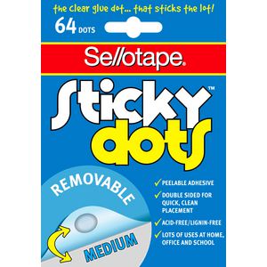 Sellotape Sticky Dots Removable 64 Pack