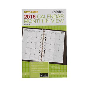 Collins Debden Desk Day Planner Month to View 2016 Refill
