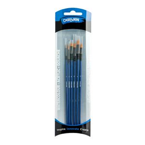 Derivan Short Handle Assorted Paint Brush 6 Piece