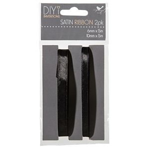DIYi Black Satin Ribbon 10m Twin Pack