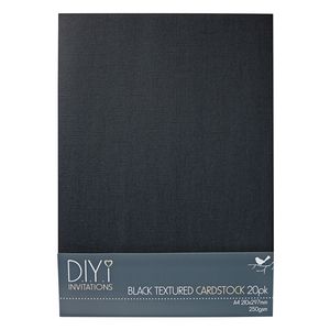 DIYi 250gsm A4 Textured Cardstock Black 20 Sheets