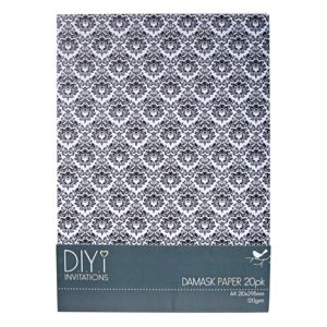 DIYi Damask Paper Black and Grey 10 Sheets