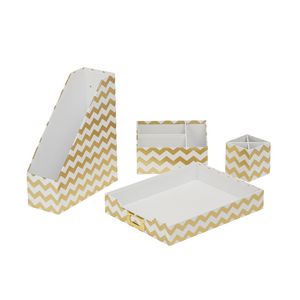Otto Desk Accessory Set Gold Chevron 4 Pack