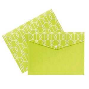 Document Wallet A4 Printed PP Lime and White