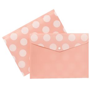 Document Wallet A4 Printed PP Vintage Pink and White