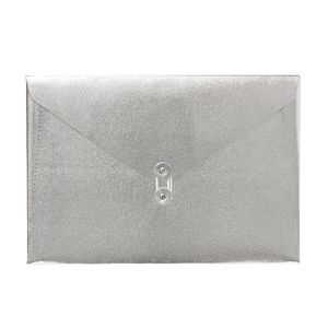 A4 Luxe Document Wallet with String Closure Silver