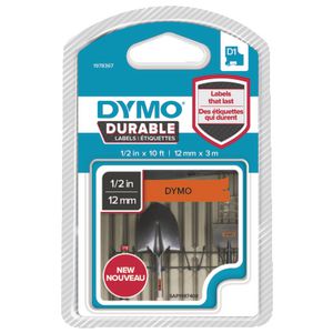 DYMO D1 Durable Label Tape 12mm Black on Orange
