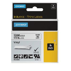DYMO Industrial Vinyl Tape 12mm Black on White