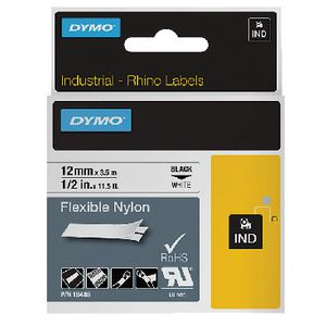 DYMO Industrial Flexible Nylon Tape 12mm Black on White
