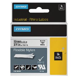 DYMO Industrial Flexible Nylon Tape 19mm Black on White