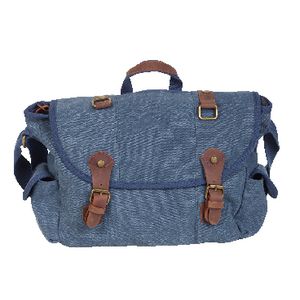 Zoomlite Canvas 15.6" Messenger Bag with Leather Trim Blue
