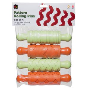 Educational Colours Rubber Patterned Rolling Pins 4 Pack