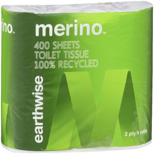 Earthwise 2 Ply Toilet Roll 400 Sheet 4 Pack