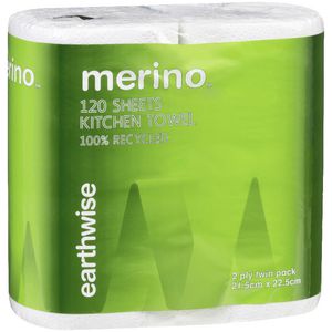 Earthwise 2 Ply Kitchen Roll 120 Sheet 2 Pack