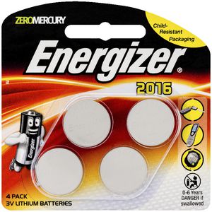 Energizer CR2016 3V Lithium Batteries 4 Pack