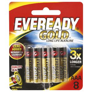 Eveready Gold AAA Batteries 8 Pack