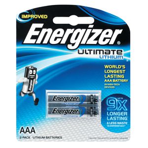 Energizer Ultimate Lithium AAA Batteries 2 Pack