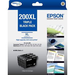 Epson 200 XL High Capacity Ink Cartridge Black 3 Pack