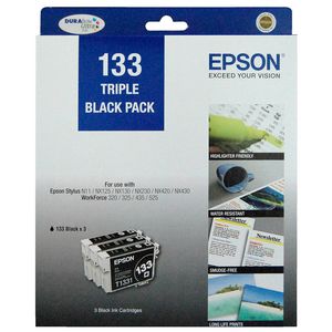Epson 133 Ink Cartridge Black 3 Pack