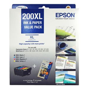 Epson 200 XL High Capacity Ink and Paper Mega Value Pack