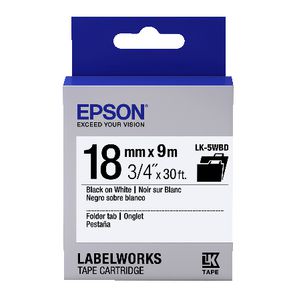 Epson LK Folder Tab Tape 18mm x 9m Black on White