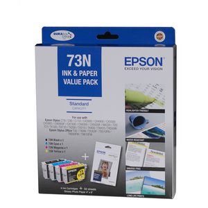 Epson 73 Ink Cartridge and Glossy Photo Paper Value Pack