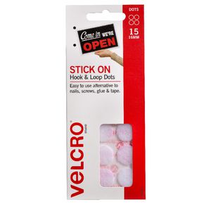 VELCRO Brand Hook and Loop Mini Dots 16mm White 15 Pack
