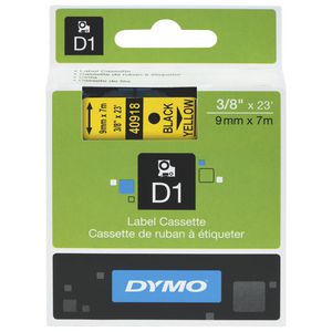 DYMO D1 Label Tape 9mm Black on Yellow
