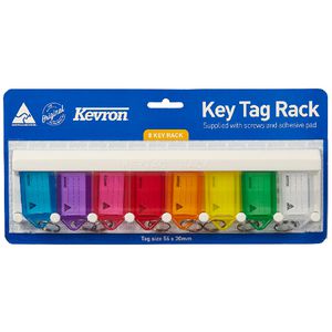 Kevron ID6 Fluoro Key Tags 8 Pack with Rack