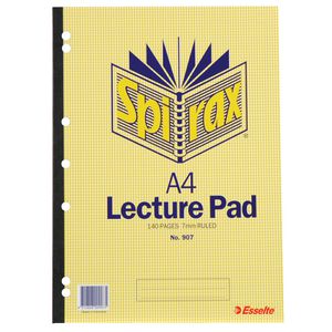 Spirax A4 No. 907 Lecture Pad 140 Page