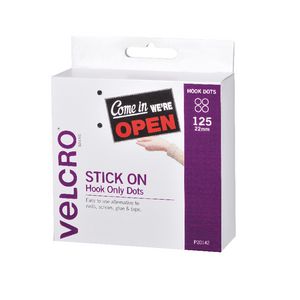 VELCRO Brand Hook Only Dots 22mm White 125 Pack