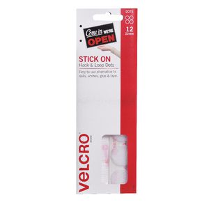 VELCRO Brand Hook and Loop Dots 22mm White 12 Pack