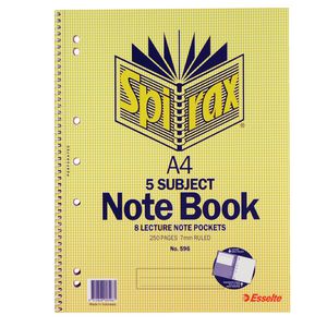 Spirax A4 5 Subject Notebook 250 Page
