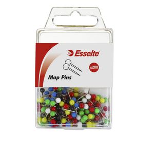 Esselte Map Pins Assorted Colours 200 Pack