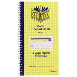 Spirax No. 553 Carbonless Cash Receipt Book
