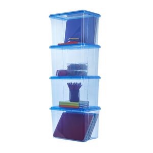 Ezy Storage 20L Storage Containers 4 Pack Blue