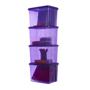 Ezy Storage 20L Storage Containers 4 Pack Purple