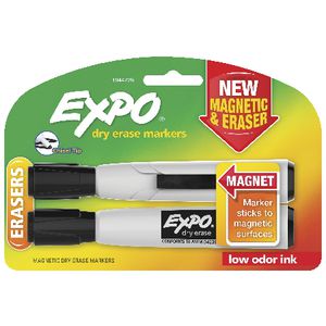 Expo Magnetic Dry Erase Marker Black 2 Pack