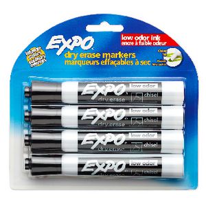 Expo Whiteboard Markers Chisel Tip Black 4 Pack