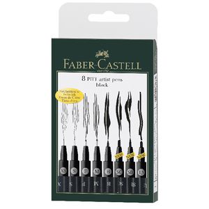Faber-Castell Pitt Artist Pens Black 8 Pack