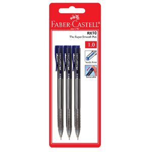 Faber-Castell RX10 Retractable Ballpoint Pens Blue 3 Pack