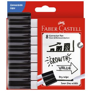 Faber-Castell Connector Whiteboard Markers Black 8 Pack
