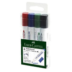 Faber-Castell Whiteboard Markers Bullet Nib Assorted 4 Pack