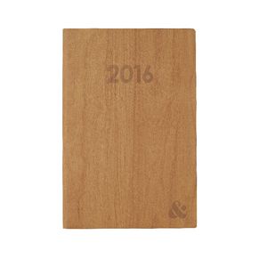 Ampersand A5 Week to View 2016 Printed Woodgrain Diary Brown
