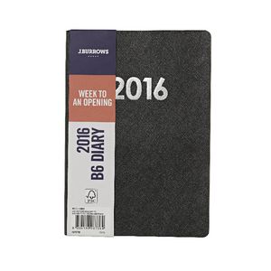 J.Burrows B6 Week to View 2016 Textured Diary Black