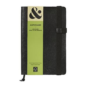 Ampersand A5 Week to View 2016 Split Leather Diary Black