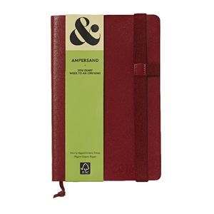 Ampersand A5 Week to View 2016 Split Leather Diary Red