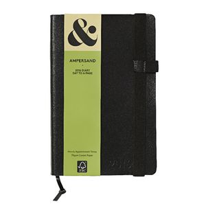 Ampersand A5 Day to Page 2016 Split Leather Diary Black