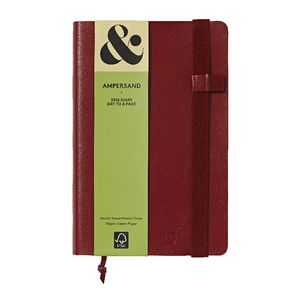 Ampersand A5 Day to Page 2016 Split Leather Diary Red